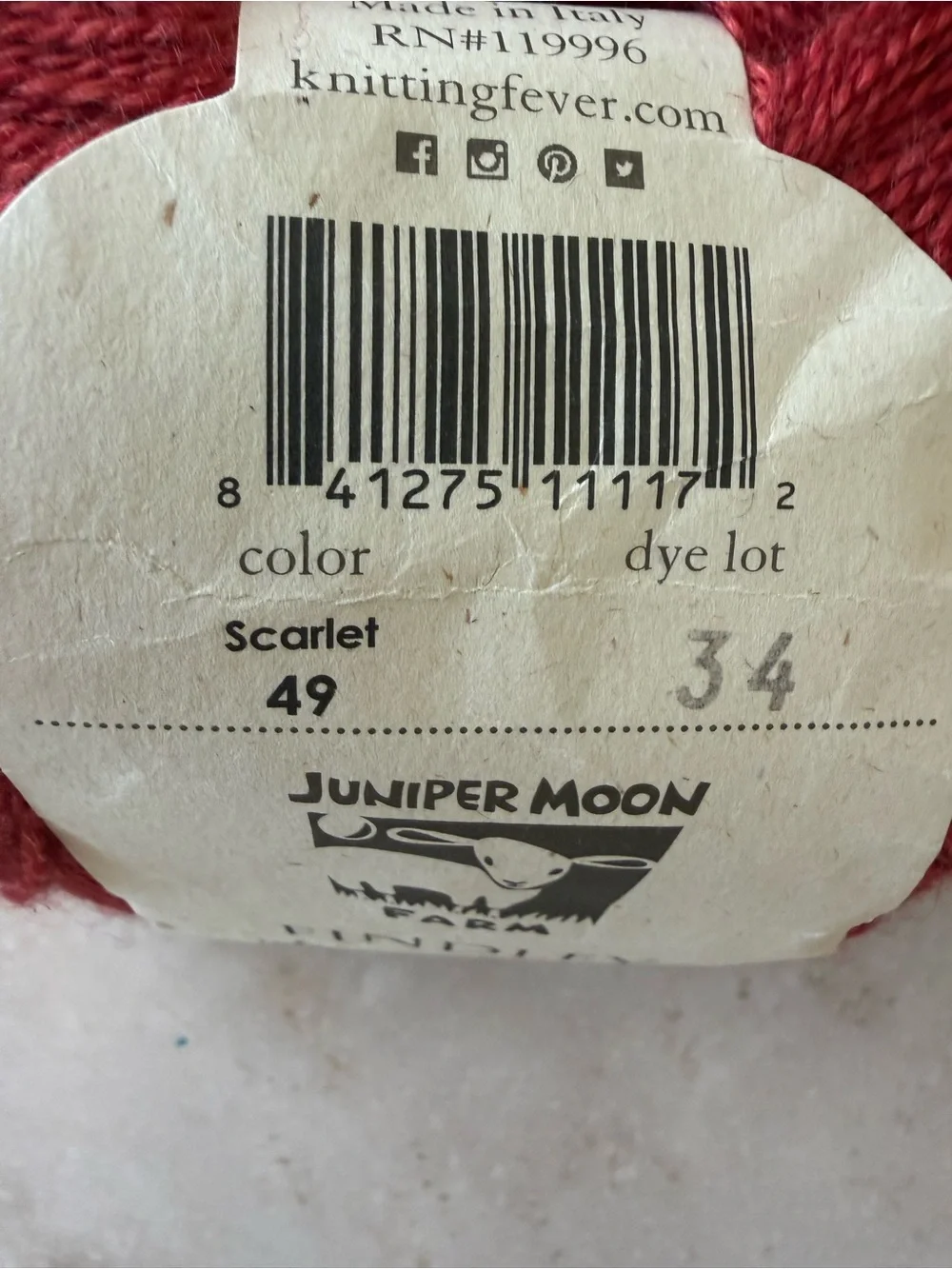 Juniper Moon Farm Findley Merino Wool/Mulberry Silk Blend Yarn in Scarlet